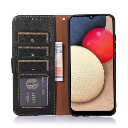 KHAZNEH RFID Blocking Anti-theft Swiping Litchi Texture Protective Leather Case Cover with Stand Wallet for Motorola Moto E20/E40