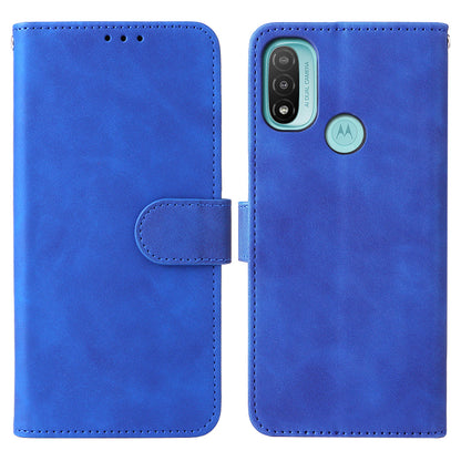 PU Leather Wallet Phone Case Skin-touch Feeling Flip Stand Protective Cover with Strap for Motorola Moto E20