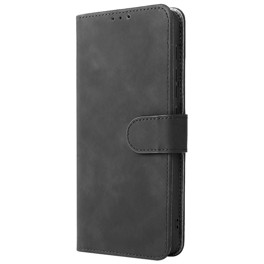 PU Leather Wallet Phone Case Skin-touch Feeling Flip Stand Protective Cover with Strap for Motorola Moto E20