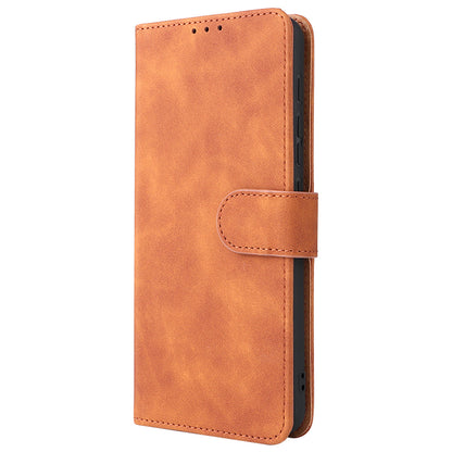 PU Leather Wallet Phone Case Skin-touch Feeling Flip Stand Protective Cover with Strap for Motorola Moto E20