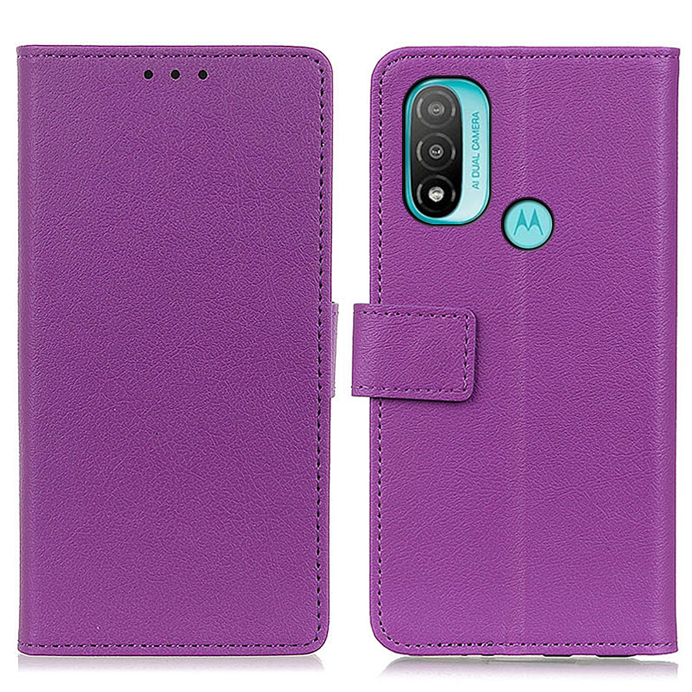 KHAZNEH PU Leather Wallet Stand Magnetic Closure Shockproof Flip Cover for Motorola Moto E20 / E30 / E40