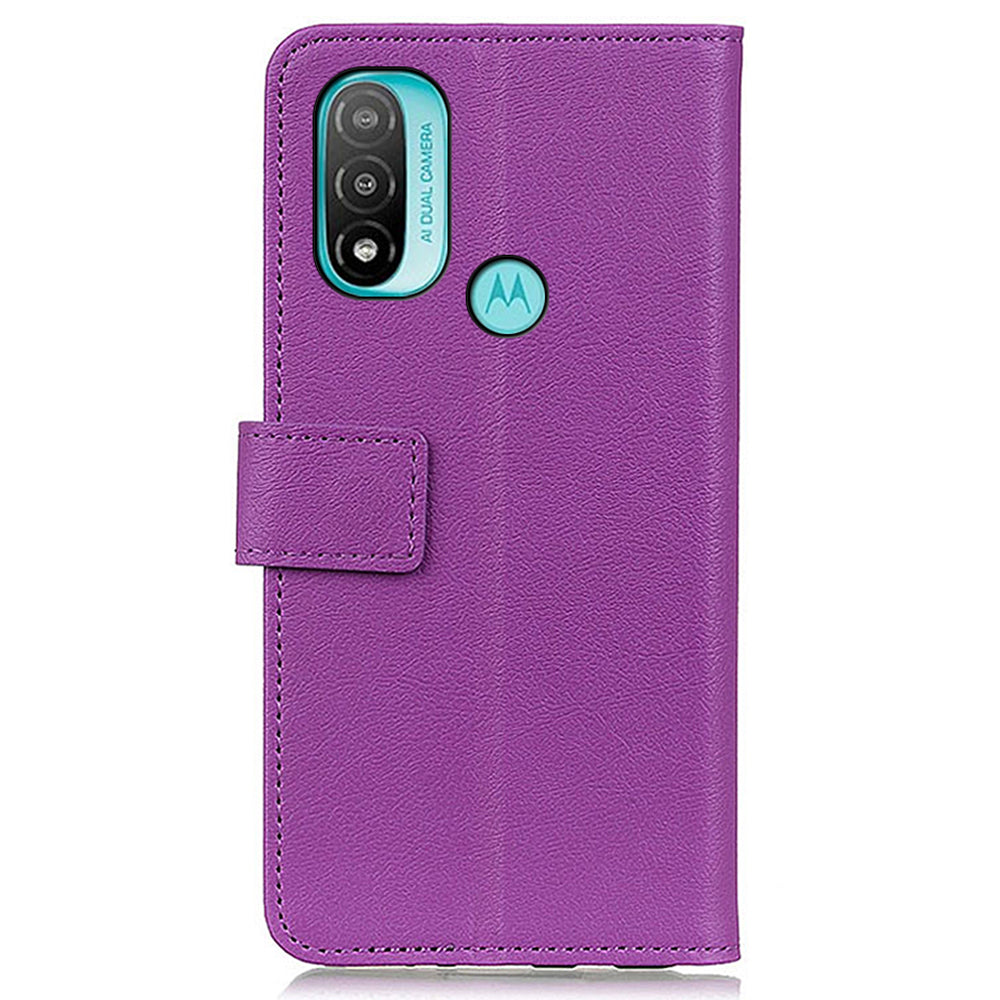 KHAZNEH PU Leather Wallet Stand Magnetic Closure Shockproof Flip Cover for Motorola Moto E20 / E30 / E40