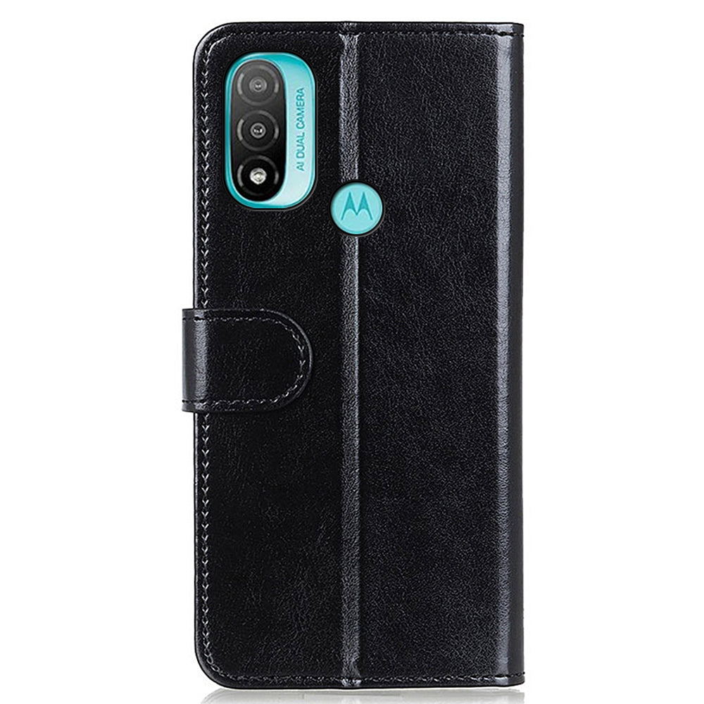 Stand Feature Crazy Horse Texture PU Leather TPU Inner Shell Flip Folio Wallet Phone Cover for Motorola Moto E20 / E30 / E40