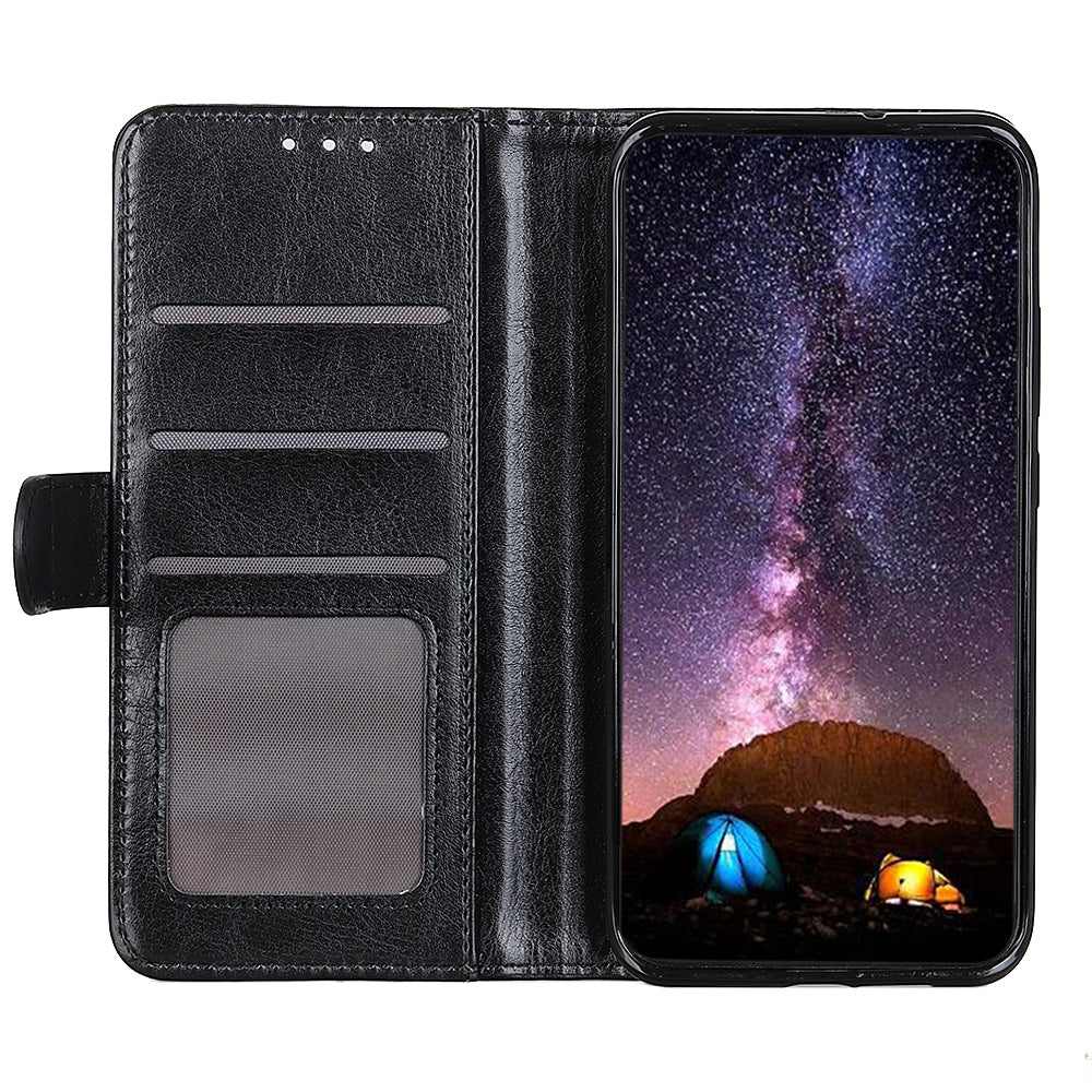 Stand Feature Crazy Horse Texture PU Leather TPU Inner Shell Flip Folio Wallet Phone Cover for Motorola Moto E20 / E30 / E40