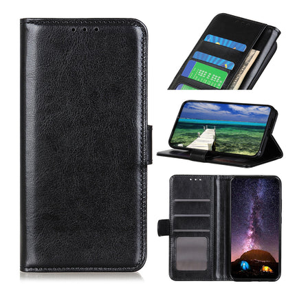 Stand Feature Crazy Horse Texture PU Leather TPU Inner Shell Flip Folio Wallet Phone Cover for Motorola Moto E20 / E30 / E40