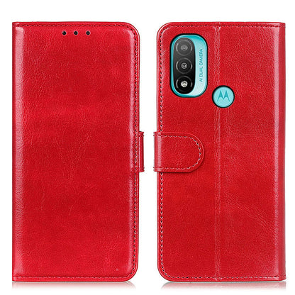 Stand Feature Crazy Horse Texture PU Leather TPU Inner Shell Flip Folio Wallet Phone Cover for Motorola Moto E20 / E30 / E40