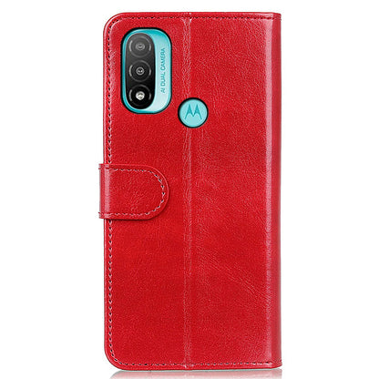 Stand Feature Crazy Horse Texture PU Leather TPU Inner Shell Flip Folio Wallet Phone Cover for Motorola Moto E20 / E30 / E40