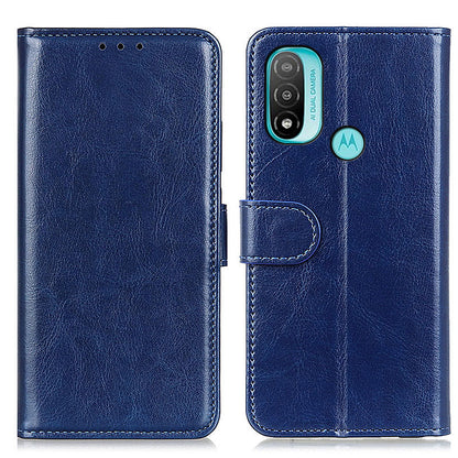 Stand Feature Crazy Horse Texture PU Leather TPU Inner Shell Flip Folio Wallet Phone Cover for Motorola Moto E20 / E30 / E40