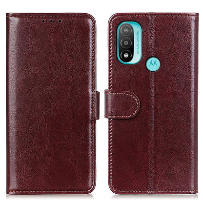 Stand Feature Crazy Horse Texture PU Leather TPU Inner Shell Flip Folio Wallet Phone Cover for Motorola Moto E20 / E30 / E40