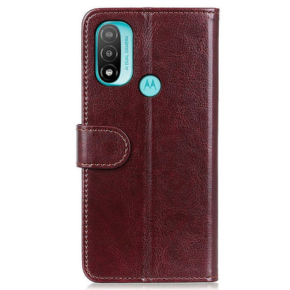 Stand Feature Crazy Horse Texture PU Leather TPU Inner Shell Flip Folio Wallet Phone Cover for Motorola Moto E20 / E30 / E40