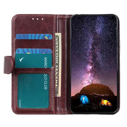 Stand Feature Crazy Horse Texture PU Leather TPU Inner Shell Flip Folio Wallet Phone Cover for Motorola Moto E20 / E30 / E40