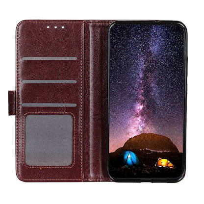 Stand Feature Crazy Horse Texture PU Leather TPU Inner Shell Flip Folio Wallet Phone Cover for Motorola Moto E20 / E30 / E40