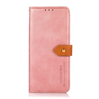 KHAZNEH Leather Wallet Stand Protective Case with Golden Magnetic Clasp for Motorola Moto E20/E30/E40