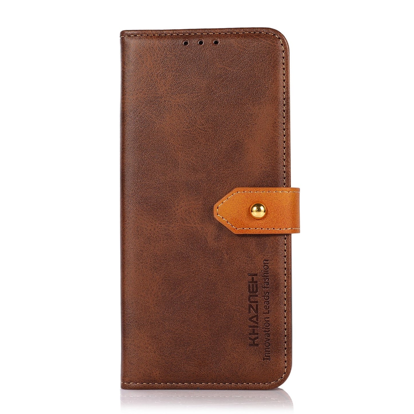 KHAZNEH Leather Wallet Stand Protective Case with Golden Magnetic Clasp for Motorola Moto E20/E30/E40