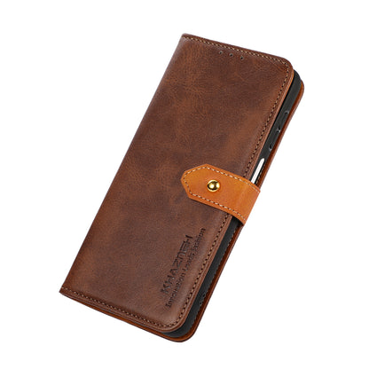 KHAZNEH Leather Wallet Stand Protective Case with Golden Magnetic Clasp for Motorola Moto E20/E30/E40