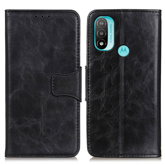 Retro Crazy Horse Texture Split Leather Cover Stand Shell with Wallet Function for Motorola Moto E20/E30/E40