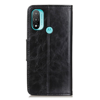 Retro Crazy Horse Texture Split Leather Cover Stand Shell with Wallet Function for Motorola Moto E20/E30/E40