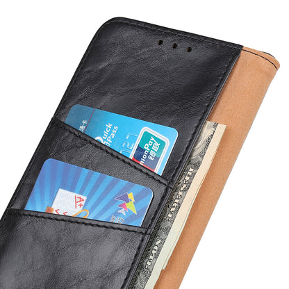 Retro Crazy Horse Texture Split Leather Cover Stand Shell with Wallet Function for Motorola Moto E20/E30/E40