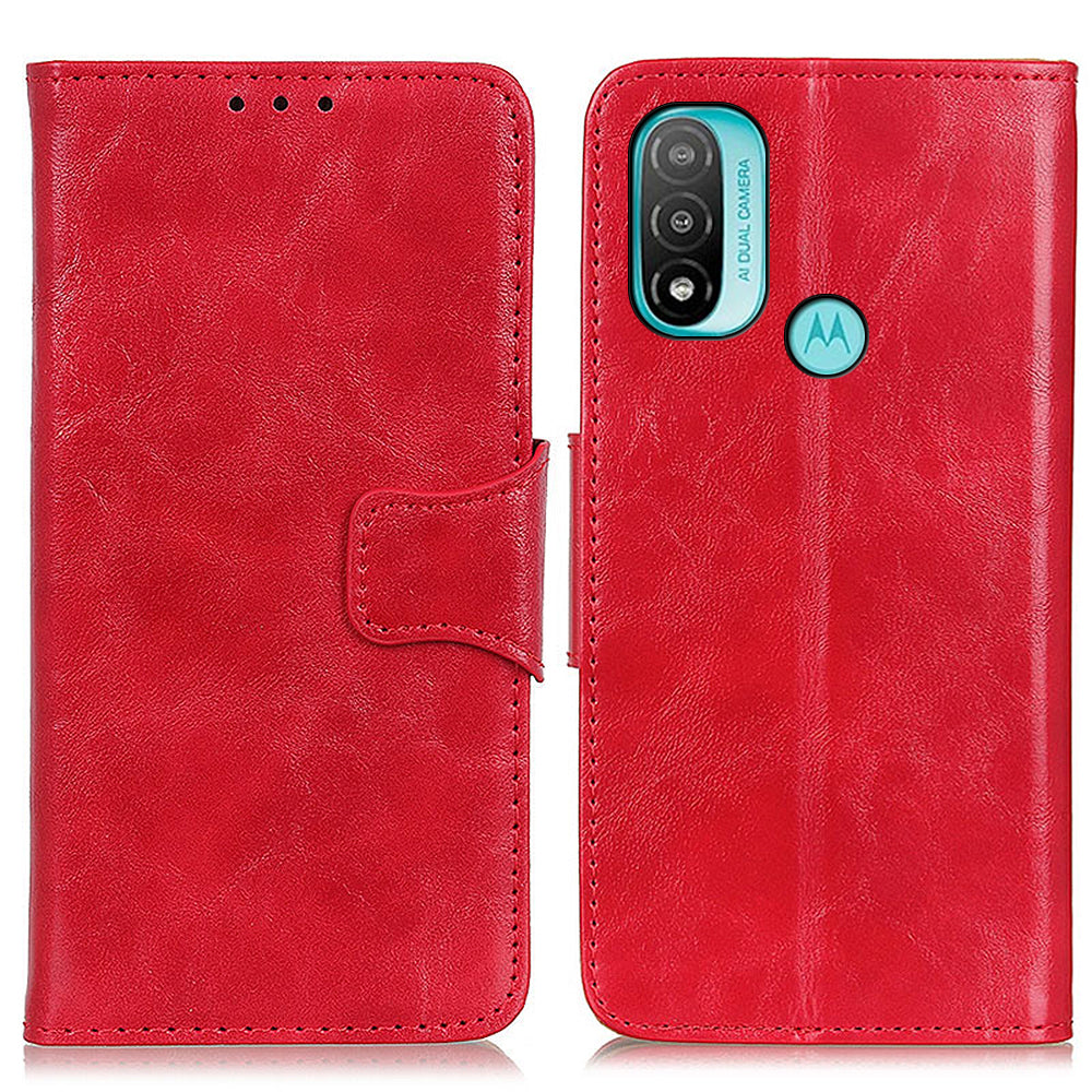 Retro Crazy Horse Texture Split Leather Cover Stand Shell with Wallet Function for Motorola Moto E20/E30/E40