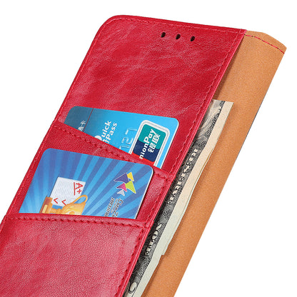 Retro Crazy Horse Texture Split Leather Cover Stand Shell with Wallet Function for Motorola Moto E20/E30/E40