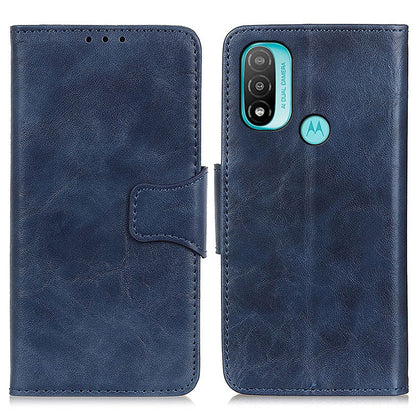 Retro Crazy Horse Texture Split Leather Cover Stand Shell with Wallet Function for Motorola Moto E20/E30/E40