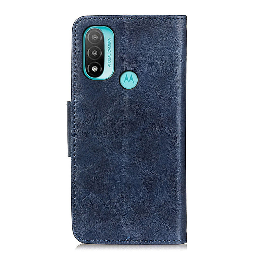 Retro Crazy Horse Texture Split Leather Cover Stand Shell with Wallet Function for Motorola Moto E20/E30/E40