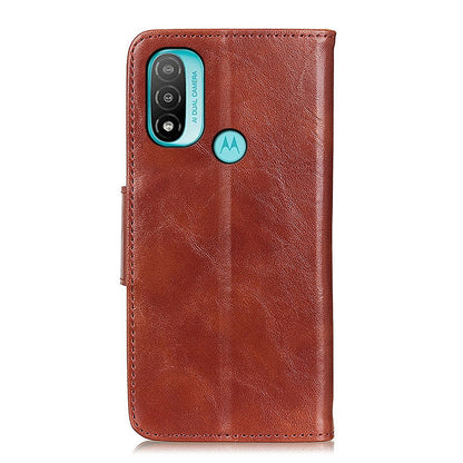 Retro Crazy Horse Texture Split Leather Cover Stand Shell with Wallet Function for Motorola Moto E20/E30/E40