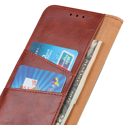 Retro Crazy Horse Texture Split Leather Cover Stand Shell with Wallet Function for Motorola Moto E20/E30/E40