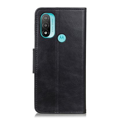 Dual-Sided Magnetic Clasp Crazy Horse Texture Scratch-resistant Wallet PU Leather Phone Cover with Stand for Motorola Moto E20/E30/E40