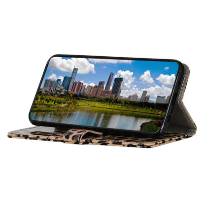 Leopard Pattern Stand Magnetic Closure PU Leather Wallet Flip Full-Body Protective Cover for Motorola Moto E20 / E30 / E40