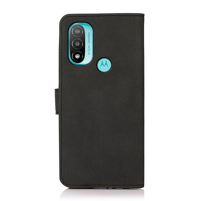 KHAZNEH Smooth Textured PU Leather Flip Folio Wallet Stand Protective Case for Motorola Moto E20 / E30 / E40