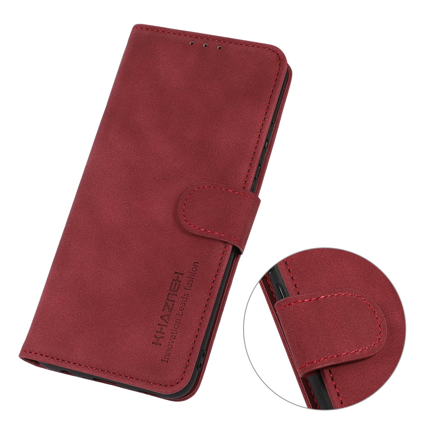 KHAZNEH Smooth Textured PU Leather Flip Folio Wallet Stand Protective Case for Motorola Moto E20 / E30 / E40