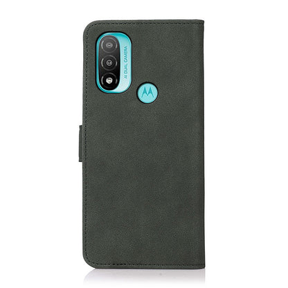 KHAZNEH Smooth Textured PU Leather Flip Folio Wallet Stand Protective Case for Motorola Moto E20 / E30 / E40