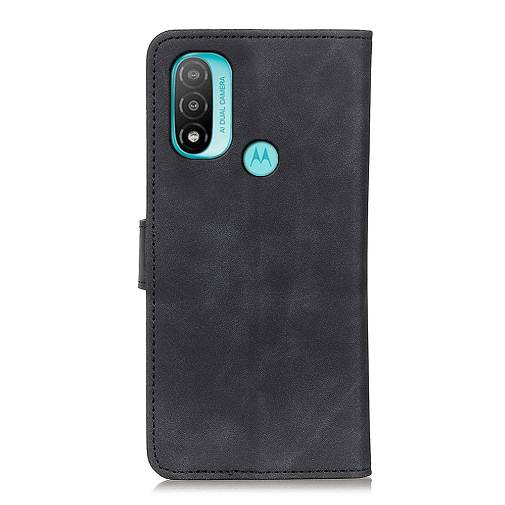 KHAZNEH Hands-Free Stand Vintage PU Leather Wallet Magnetic Closure Shockproof Flip Folio Case for Motorola Moto E20 / E30 / E40