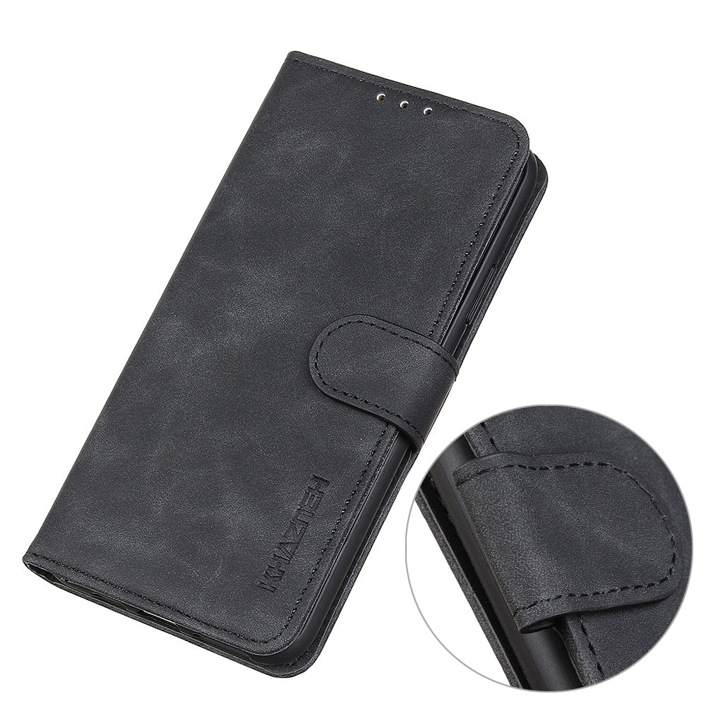 KHAZNEH Hands-Free Stand Vintage PU Leather Wallet Magnetic Closure Shockproof Flip Folio Case for Motorola Moto E20 / E30 / E40