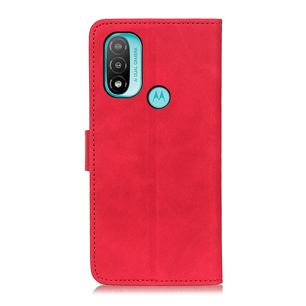 KHAZNEH Hands-Free Stand Vintage PU Leather Wallet Magnetic Closure Shockproof Flip Folio Case for Motorola Moto E20 / E30 / E40