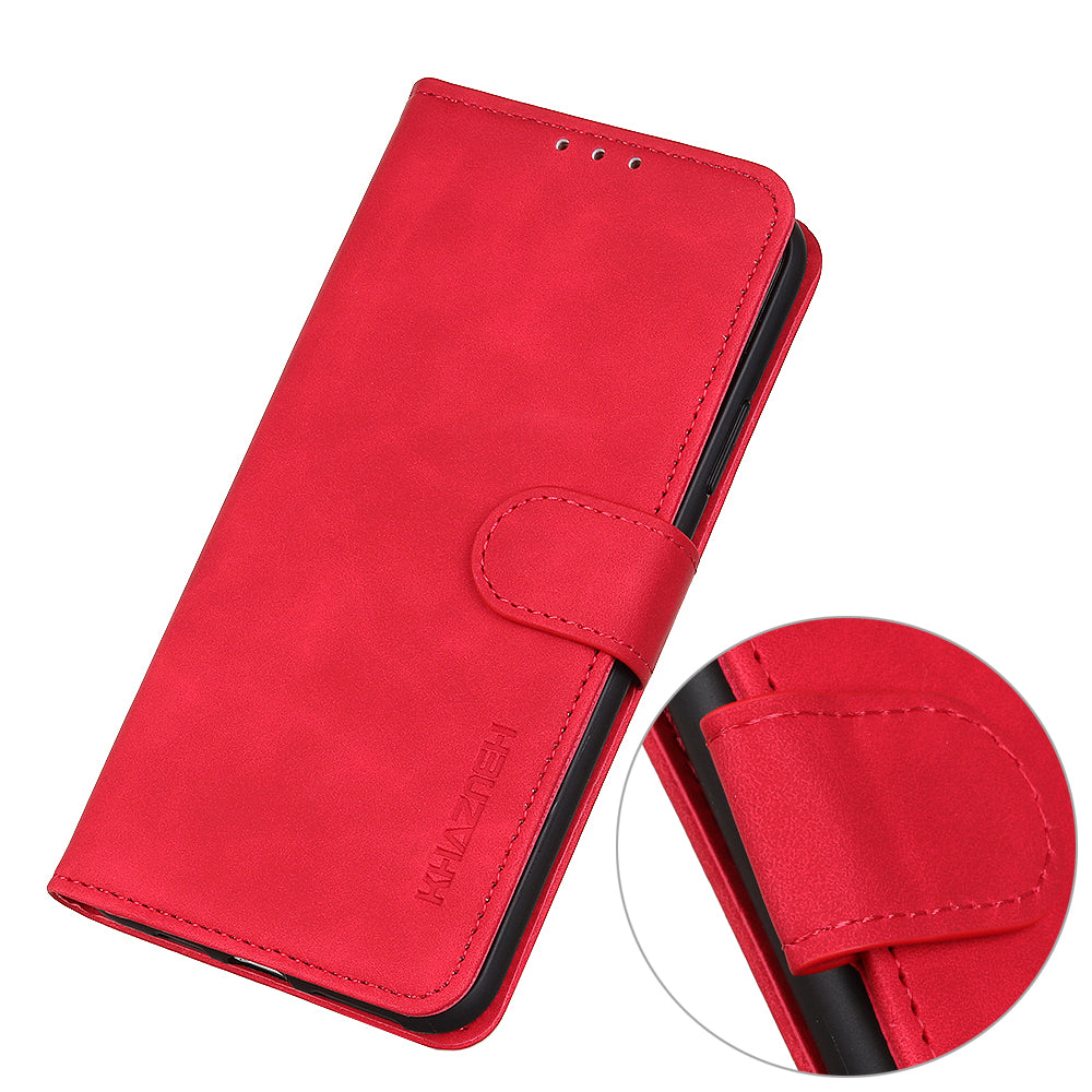 KHAZNEH Hands-Free Stand Vintage PU Leather Wallet Magnetic Closure Shockproof Flip Folio Case for Motorola Moto E20 / E30 / E40