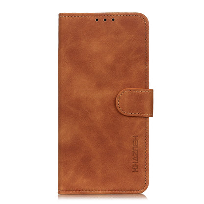 KHAZNEH Hands-Free Stand Vintage PU Leather Wallet Magnetic Closure Shockproof Flip Folio Case for Motorola Moto E20 / E30 / E40