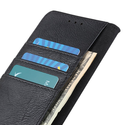 KHAZNEH Magnetic Closure PU Leather Wallet Folding Stand Flip Protective Cover for Motorola Moto E20 / E30 / E40