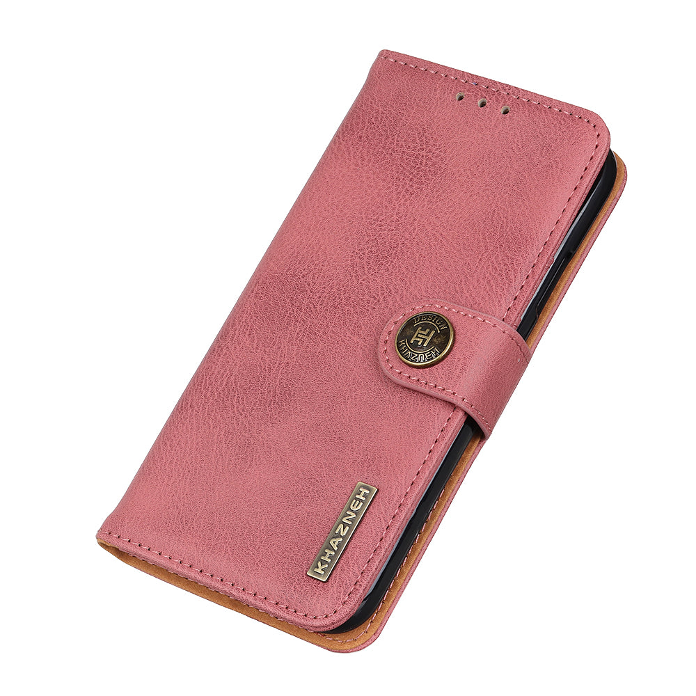 KHAZNEH Magnetic Closure PU Leather Wallet Folding Stand Flip Protective Cover for Motorola Moto E20 / E30 / E40