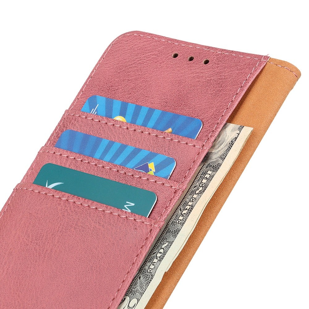 KHAZNEH Magnetic Closure PU Leather Wallet Folding Stand Flip Protective Cover for Motorola Moto E20 / E30 / E40