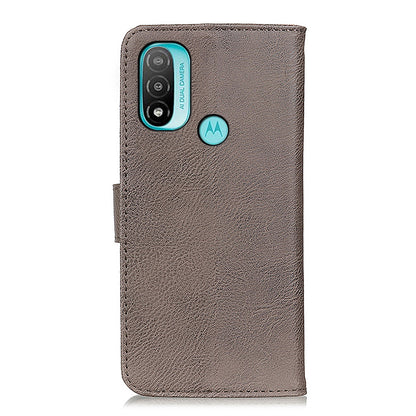 KHAZNEH Magnetic Closure PU Leather Wallet Folding Stand Flip Protective Cover for Motorola Moto E20 / E30 / E40