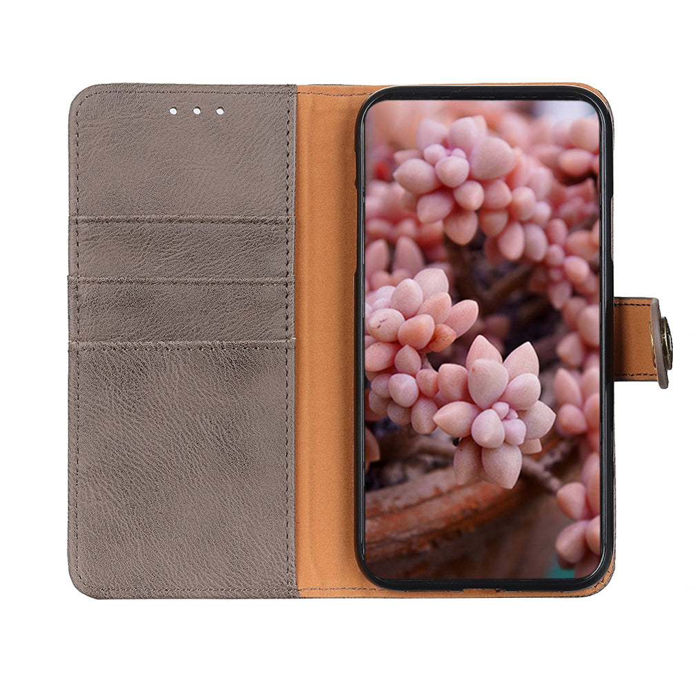 KHAZNEH Magnetic Closure PU Leather Wallet Folding Stand Flip Protective Cover for Motorola Moto E20 / E30 / E40