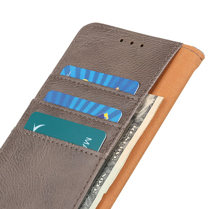 KHAZNEH Magnetic Closure PU Leather Wallet Folding Stand Flip Protective Cover for Motorola Moto E20 / E30 / E40