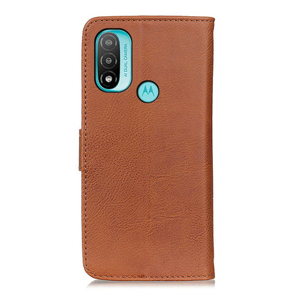 KHAZNEH Magnetic Closure PU Leather Wallet Folding Stand Flip Protective Cover for Motorola Moto E20 / E30 / E40