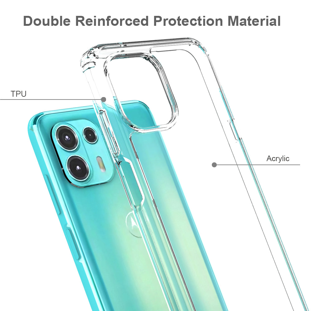 Anti-scratch Drop-protection Acrylic + TPU Transparent Phone Back Case Cover for Motorola Edge 20 Lite