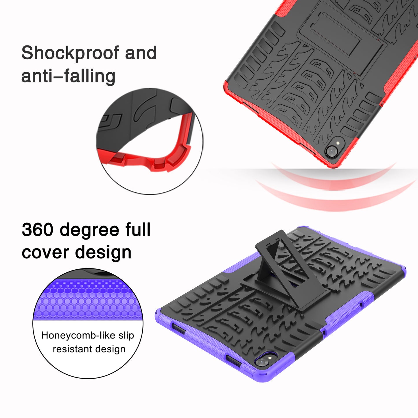 Tire Texture Kickstand Hybrid Hard PC Soft TPU Shockproof Protective Case for Lenovo Tab P11 TB-J606F / Tab P11 5G