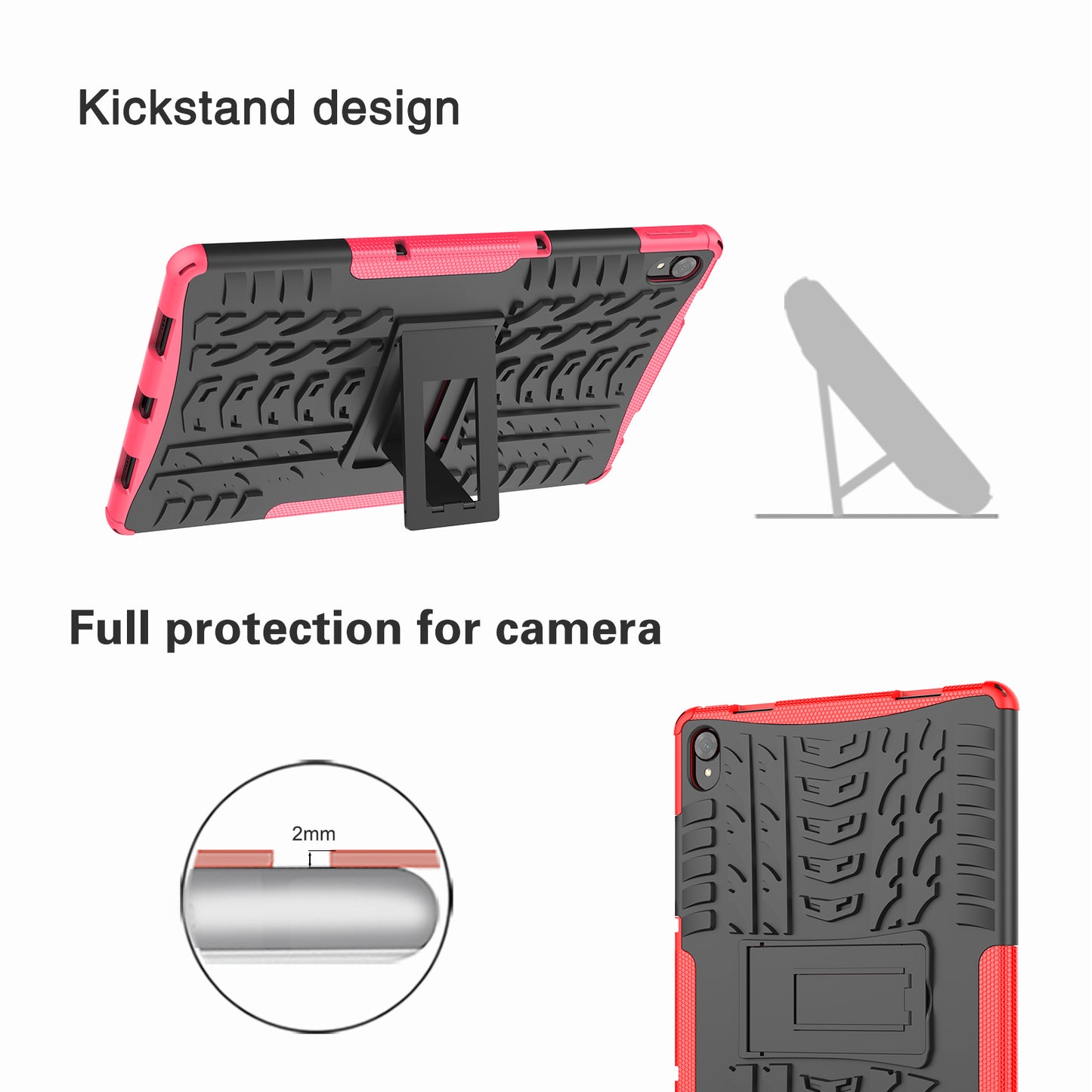 Tire Texture Kickstand Hybrid Hard PC Soft TPU Shockproof Protective Case for Lenovo Tab P11 TB-J606F / Tab P11 5G