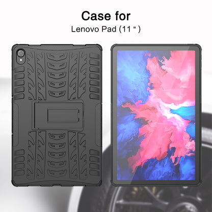 Tire Texture Kickstand Hybrid Hard PC Soft TPU Shockproof Protective Case for Lenovo Tab P11 TB-J606F / Tab P11 5G