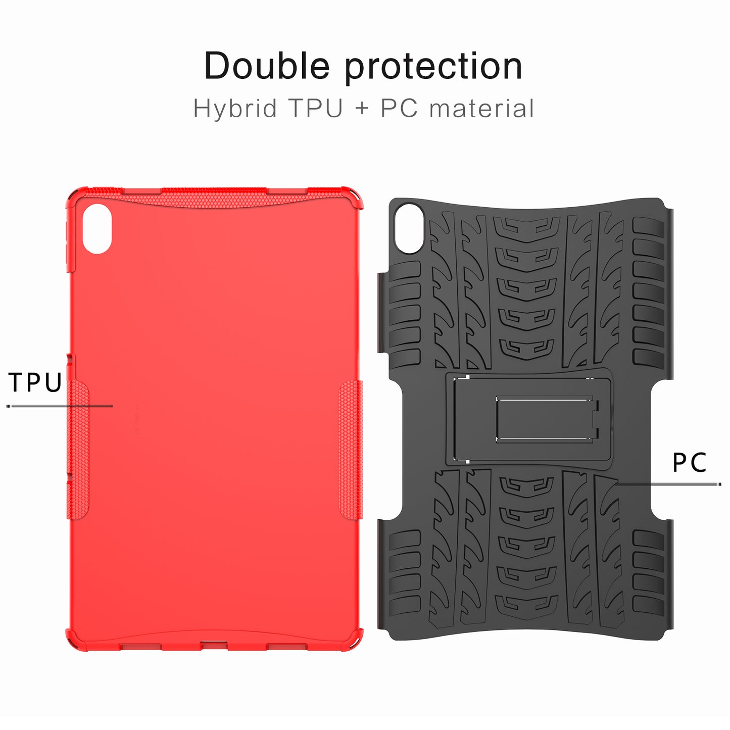 Tire Texture Kickstand Hybrid Hard PC Soft TPU Shockproof Protective Case for Lenovo Tab P11 TB-J606F / Tab P11 5G